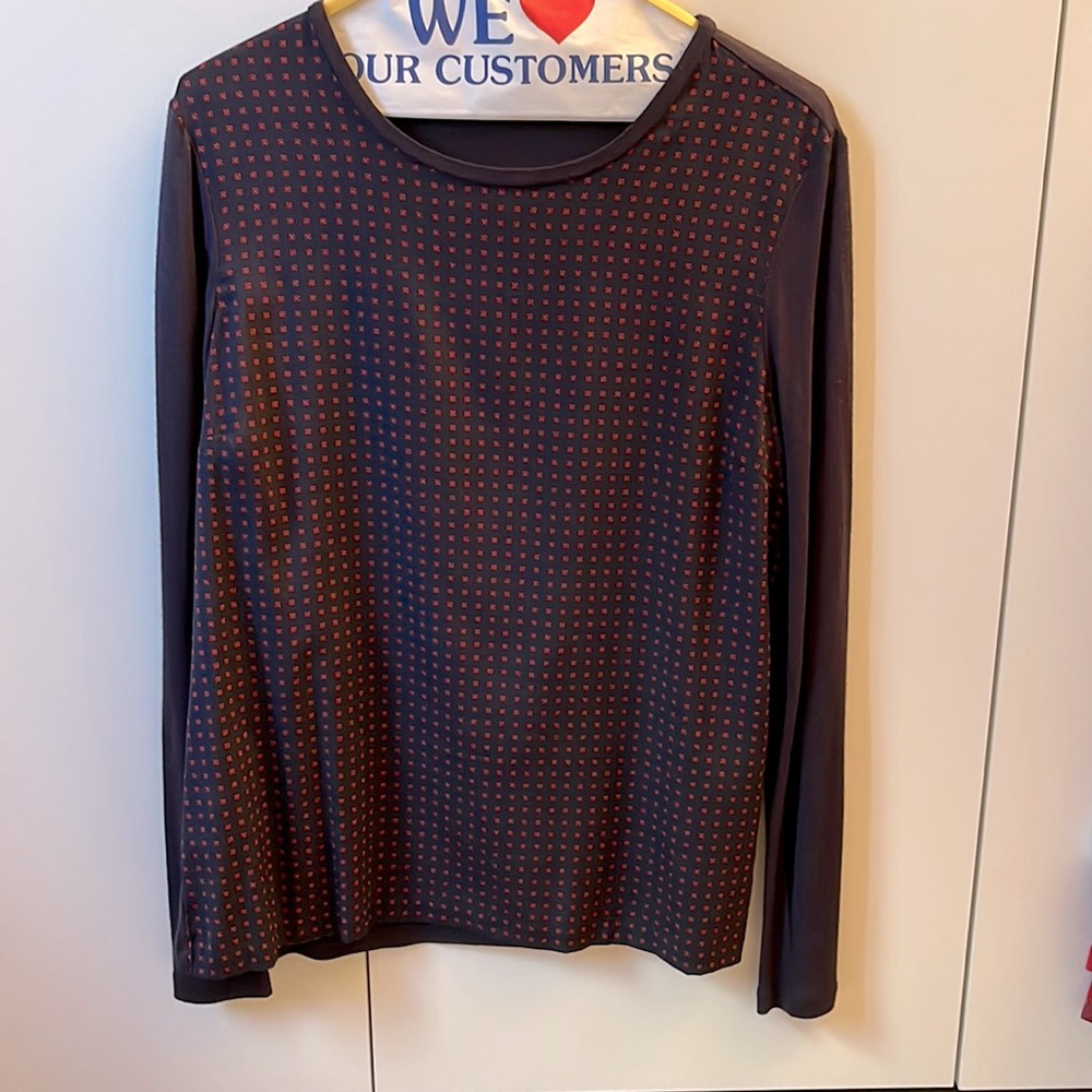 Tory Burch navy long sleeve blouse, Medium